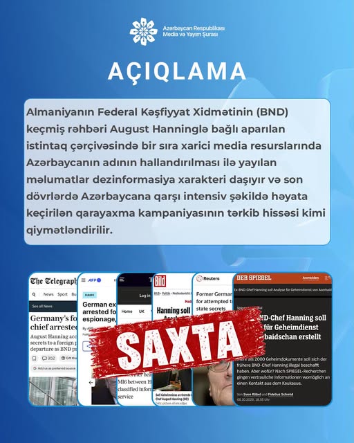 Azerbaycan Respublikasi Media ve Yayim Surasinin aciqlamasi